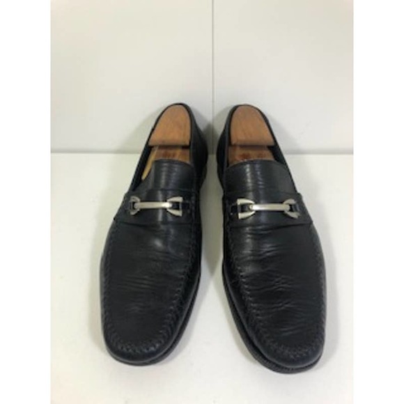 Bruno Magli Leather Piatto Horse Bit Band Slip On Loafer Shoes Black Mens 12 M main image 6
